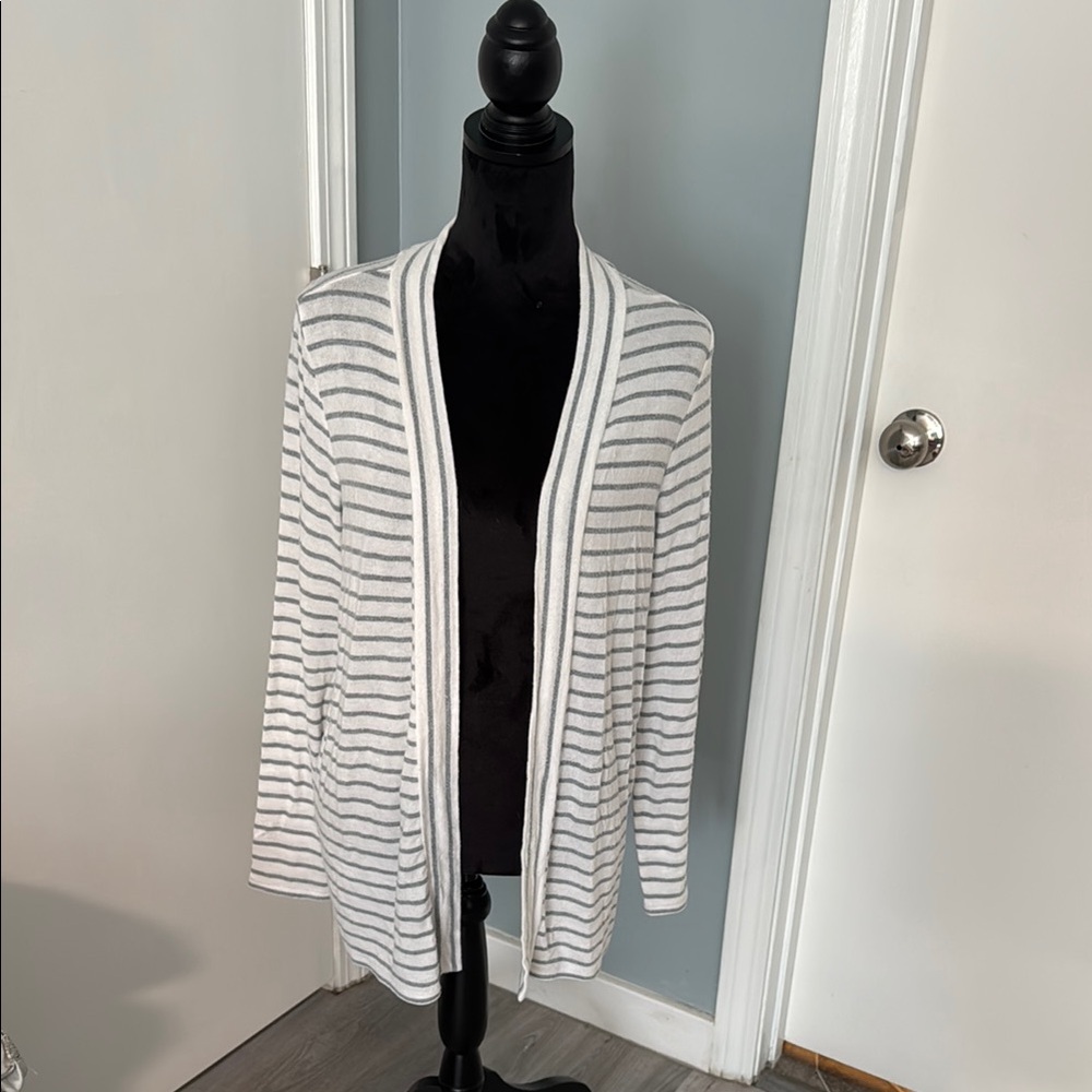 Striped Gray and White Women's Sweater